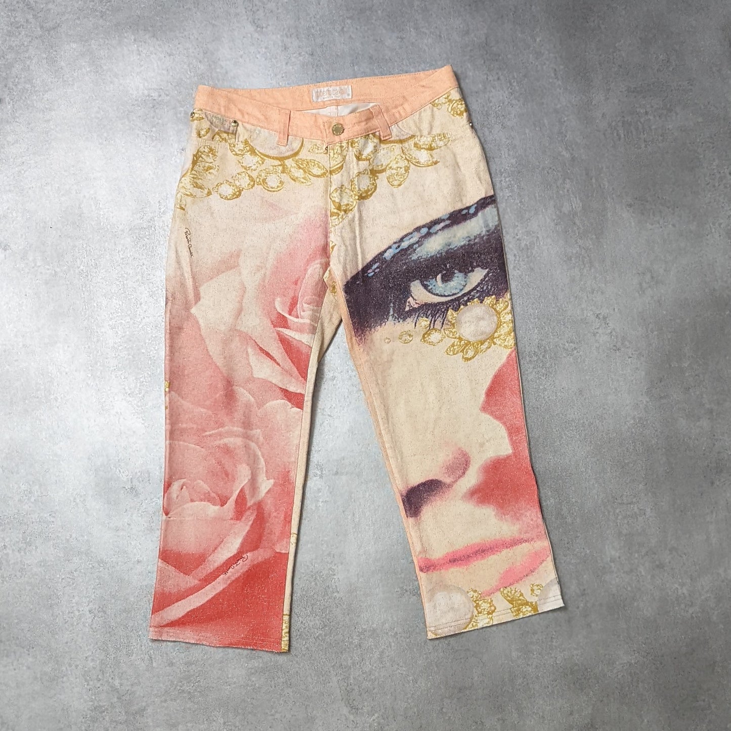 Capri pants Roberto Cavalli face Elizabeth Taylor - S/S 2001 - M