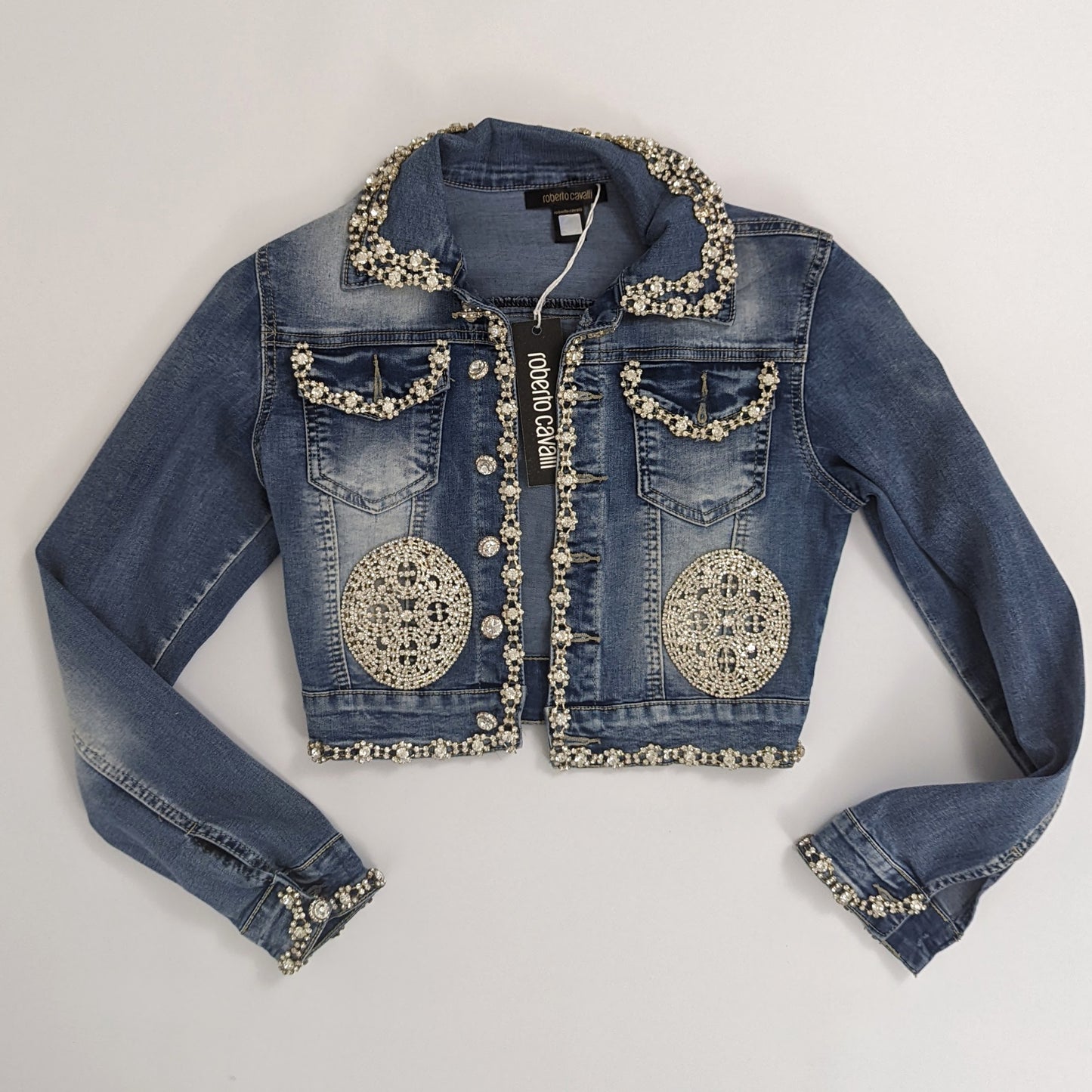 Roberto Cavalli Swarovski stone denim jacket - S