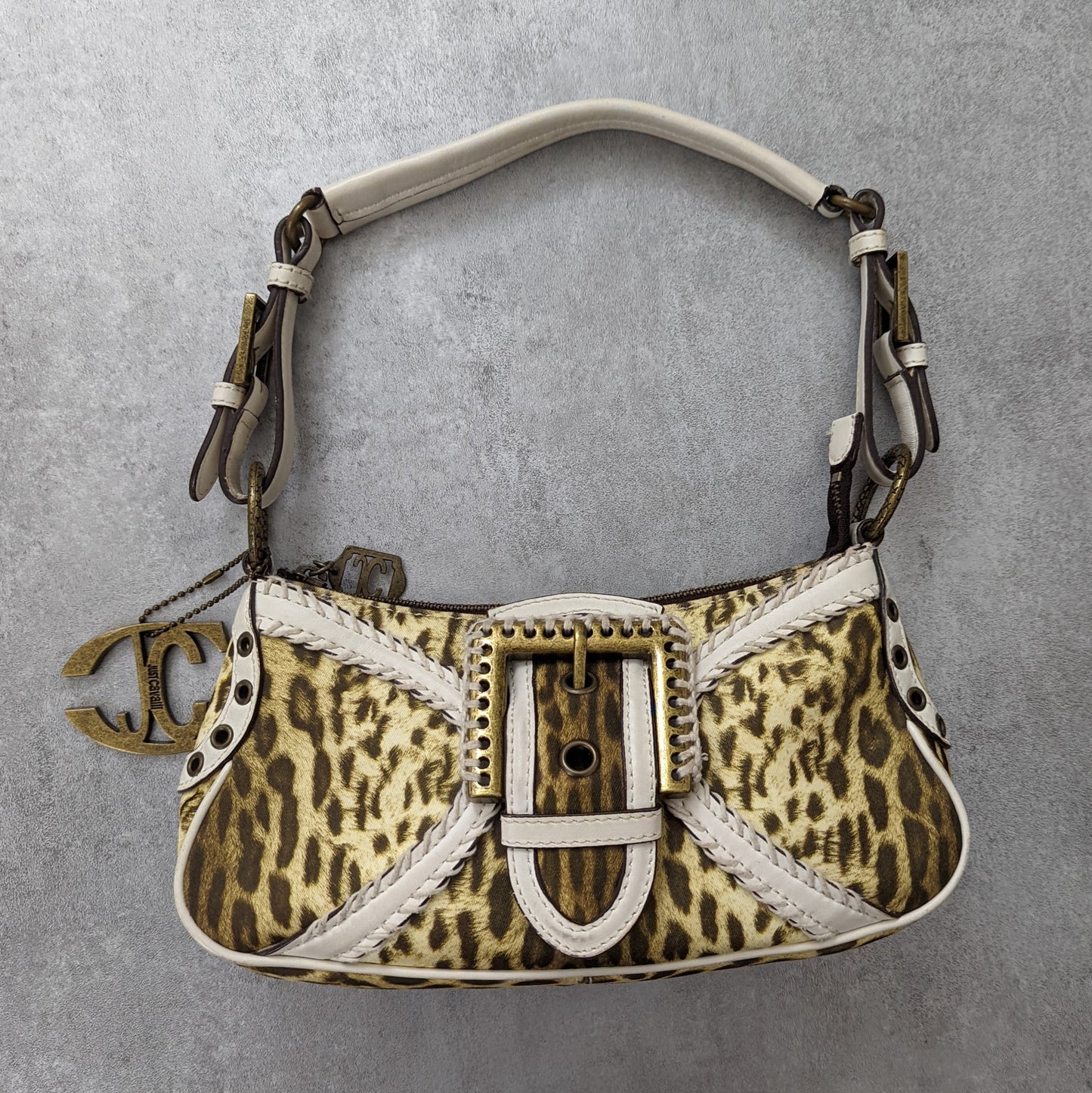 Cavalli leopard baguette handbag