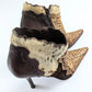 El Dantes ankle boots in suede, fur and leather patchwork T38