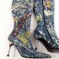 El Dantes boots in patchwork denim T39