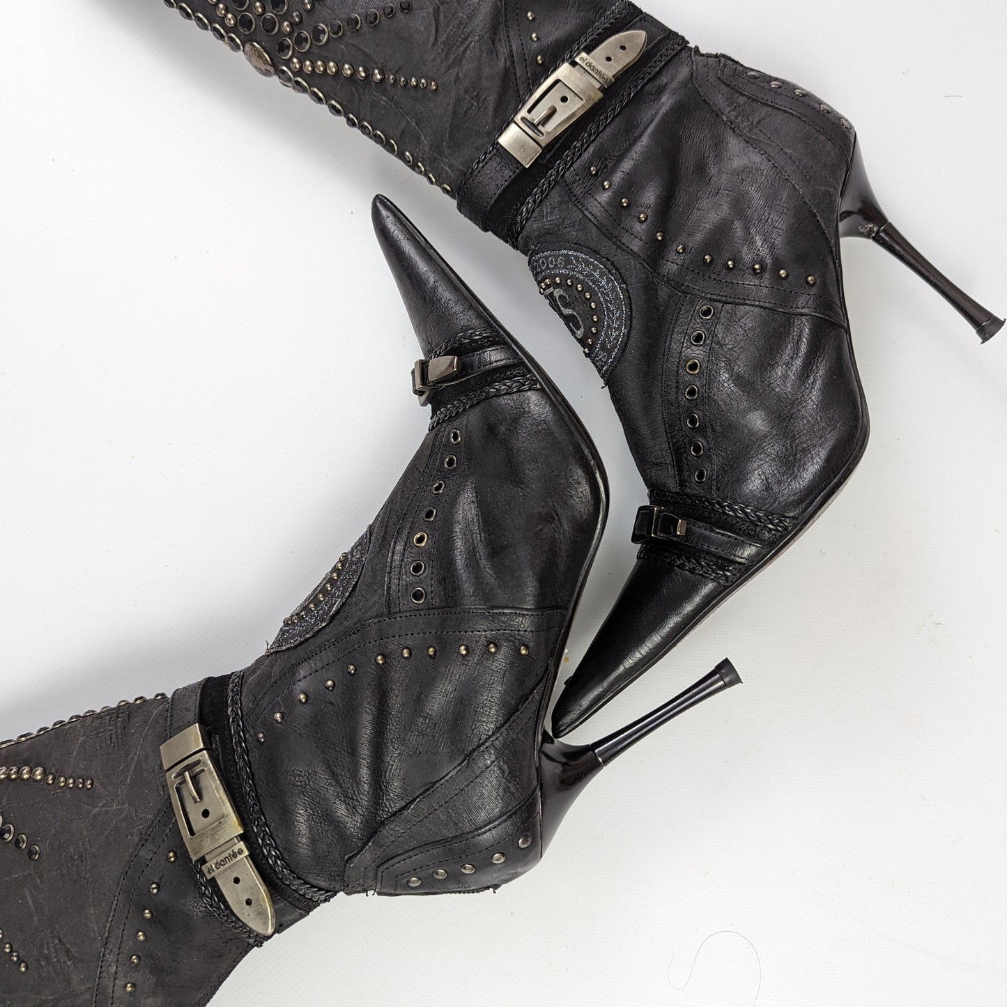 El Dantes studded black boots in leather T37