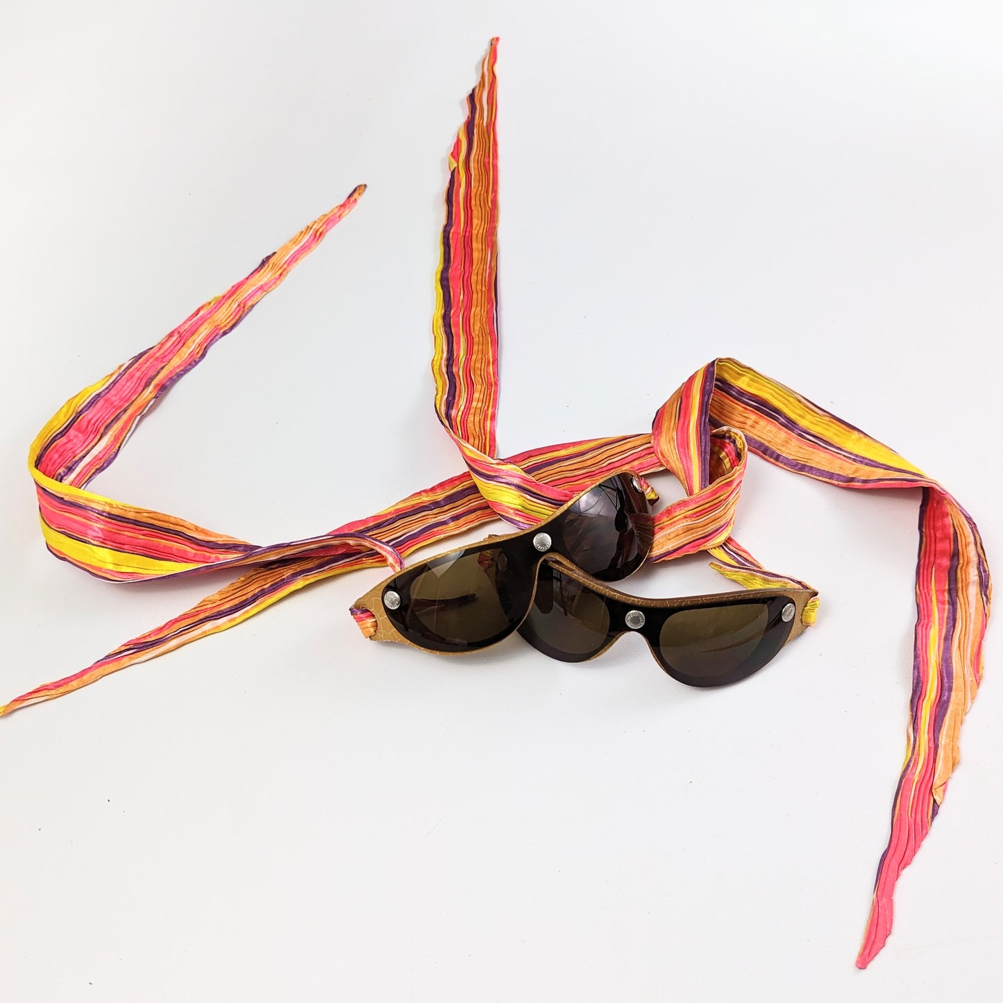 Sunglasses in leather and multicolored fabric Roberto Cavalli