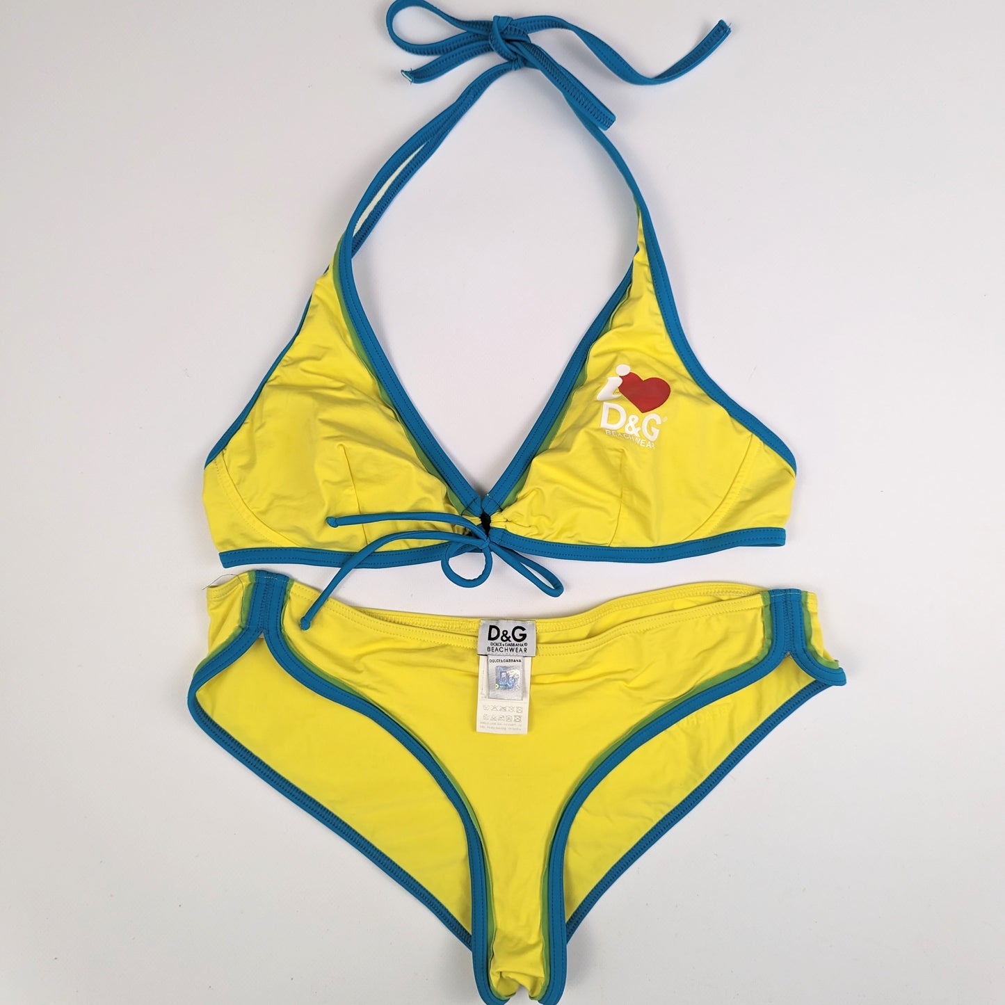 Yellow Dolce & Gabbana 2-piece swimsuit with S/M logo