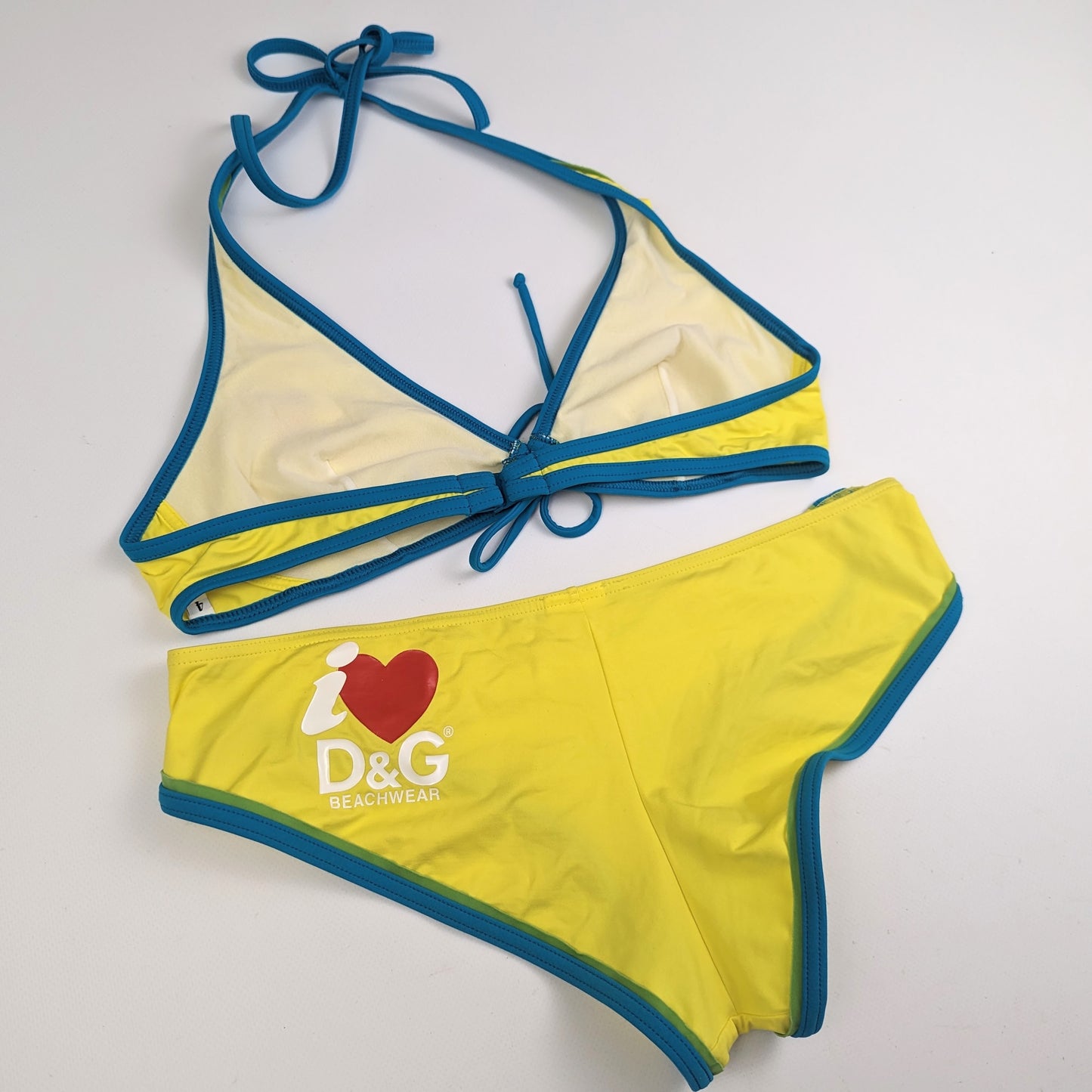 Yellow Dolce & Gabbana 2-piece swimsuit with S/M logo