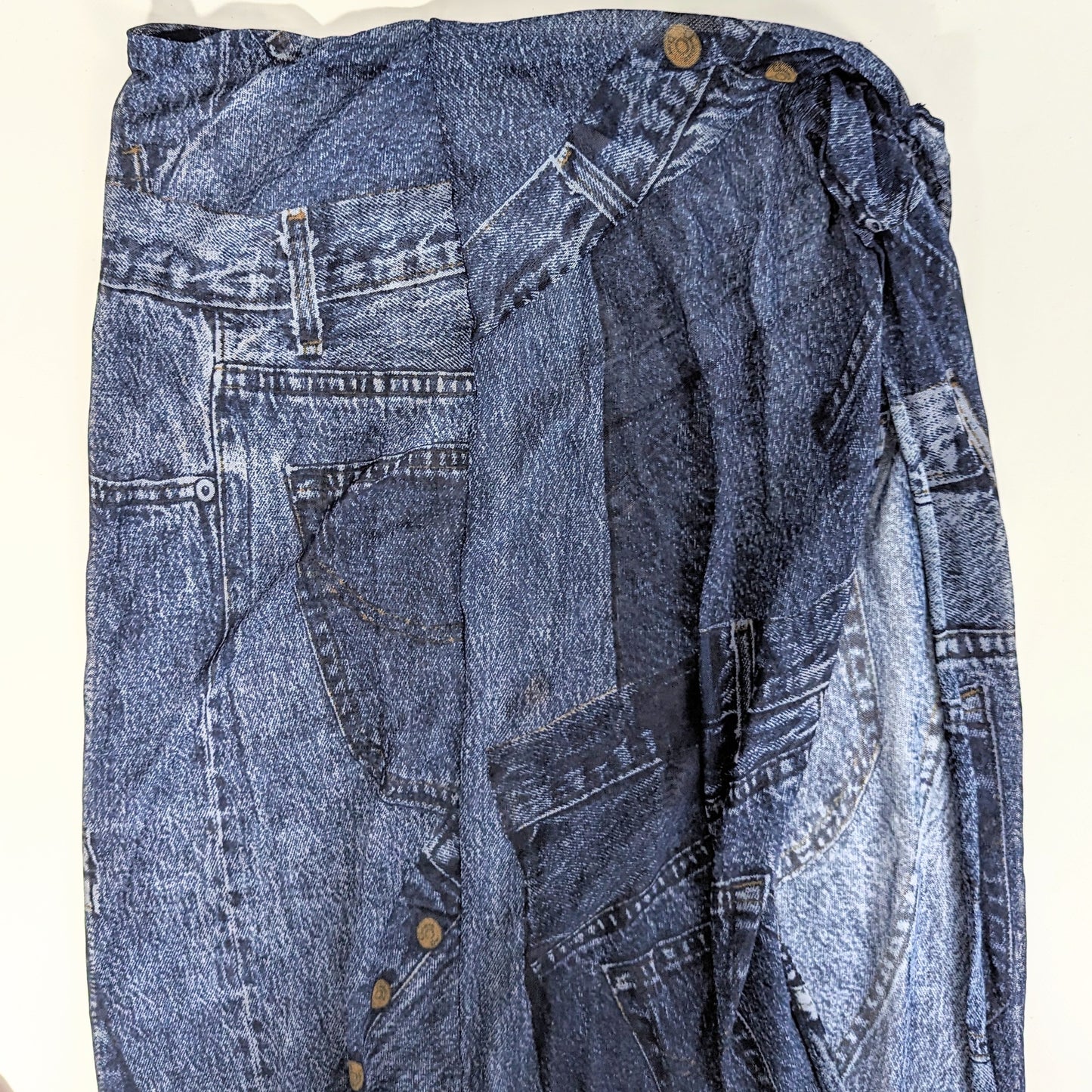 Dior pareo skirt by Galliano with trompe l'oeil denim jeans print - S/S2000