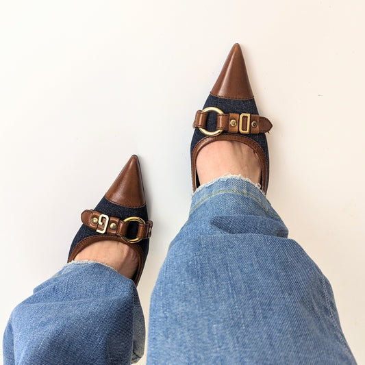 Dolce & Gabbana mules in denim and leather - EU40|7UK|9US